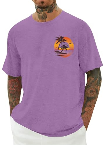 Herr Hawaii Kort Ärm T Shirt Med Gecko För Utflykt Skog Sjö Bad Adult Man Andas Snabbtorkande Komfortabel Ledig Semester Purple 3XL