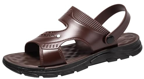 Sommar herr skyddssandal - öppen tå strand sandaler | Slitstarka lädersandaler tofflor bred växt slingback justerbara vattentäta utomhusskor resor
