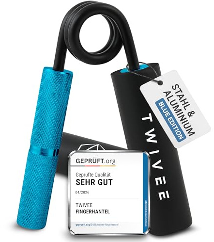 TWIVEE – underarmstränare – fingerhantel för maximal greppkraft – härdat stål och aluminium – handtränare med handtag och ficka – handmuskeltränare
