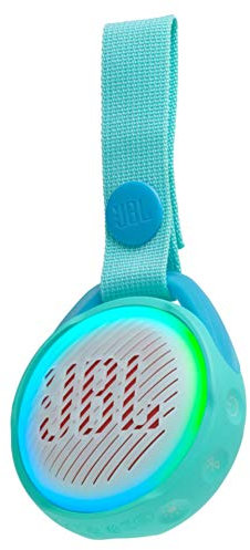 JR POP JBL - Enceinte portable pour enfants - Bluetooth & Waterproof - Avec modes lumineux multicolores & autocollants - Autonomie 5 hrs - Turquoise