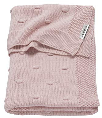 Meyco Baby Knots Babydecke, gestrickte Wiegedecke (aus 100% weicher Baumwolle, vielseitig einsetzbar, einfache Pflege, atmungsaktiv, Größe: 75 x 100 cm), Rosa