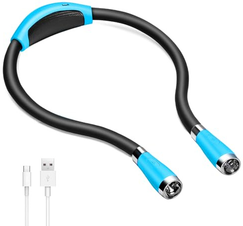 SingHong Lampada da lettura a LED a libro con luce USB ricaricabile, vivavoce, 4 lampadine a LED, 4 luminosità regolabile, per la lettura a letto o la lettura in auto (Blu)