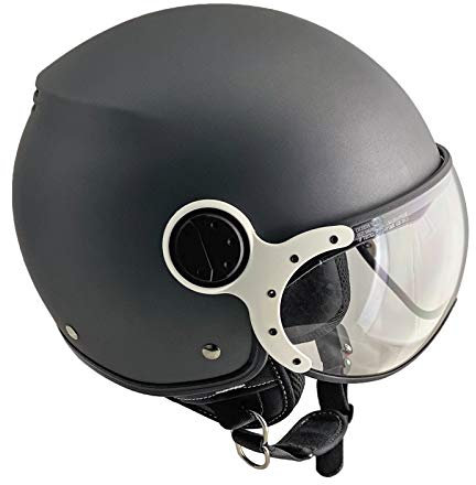 SKA-P Metropoli Eli Jethelm, Anthrazit, satiniert, weißes Visier, L