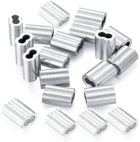 20 Stücke Aluminium Clip, Alu Klemme, Kabel Crimps, Crimpschlaufen, Aluminium Crimpschlaufe, Edelstahl-Aluminium-Hülse, Pressklemmen Aluminium, Pressklemmen für Seile für Drahtseil und Kabel