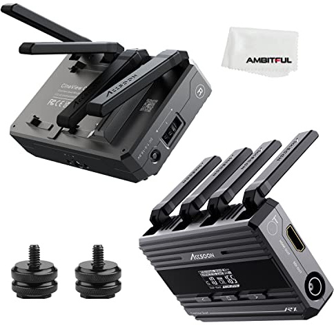 Accsoon CineView Quad 2.4 GHz / 5.0 GHz Multiespectrum Wireless Video Transmisor y receptor SDI/HDMI Entrada y salida Dual Band hasta 150 m para iOS/Android para Tik-Tok YouTube streaming en directo