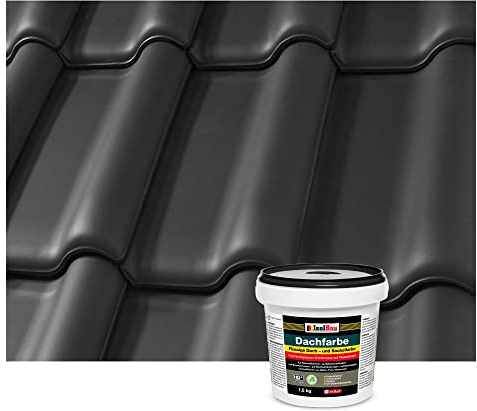 Isolbau Peinture pour toit - 1,5 kg - Couleur RAL - Peinture de façade Nano - Résistante aux intempéries - Sans solvants, imperméable, résistante aux UV - Noir