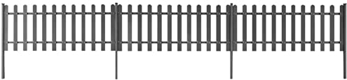 Tidyard 3 STK. Lattenzaun mit Pfosten Gartenzaun Friesenzaun Zaun Zierzaun Zaunlatte Vorgartenzaun Beetumrandung Beeteinfassung Balkonbrett WPC 600x60 cm