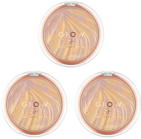 Catrice Glowlights Highlighter, Nr. 010, Nude, hochpigmentiert, natürlich, strahlend, schimmernd, vegan, ölfrei, ohne Parfüm, ohne Alkohol, 3er Pack (3x9.5g)
