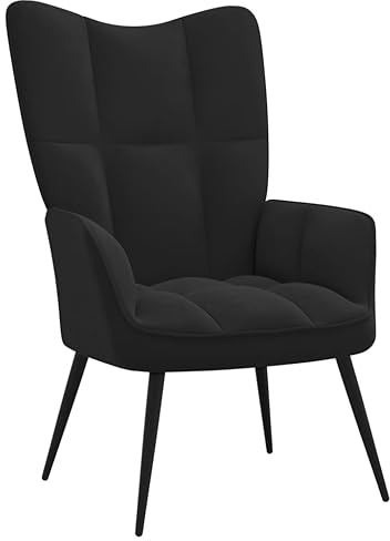 vidaXL Relaxsessel, Sessel mit Stahlgestell, Relaxstuhl Polsterstuhl mit Armlehne, Fernsehsessel Polstersessel Wohnzimmer, Modern, Schwarz Samt