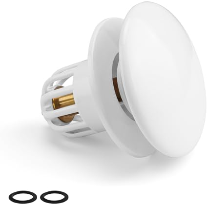 ZIJANG Abflussstopfen Waschbecken, 34–40 mm Pop up Ventil Waschbecken aus Keramik mit reduzierender Gummiring, für Waschbeckenstöpsel mit Ablauflochdurchmesser 34–40 mm, mit Abnehmbarem Filter