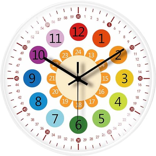 SPORWAY Wanduhr für Kinder Wanduhren: Wanduhr Ohne Tickgeräusche Lernuhr Kinder Wanduhr Modern für Jungen Mädchen, Wanduhr Kinderzimmer Lautlos für Schlafzimmer Küche Wohnzimmer 20 cm