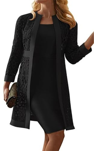 Mfhmom Set di Abito e Cardigan a Vita Alta da Donna, Traspirante Vestito a Tubino con Cardigan Banchetto Abito da Cerimonia Elegante Abito Estivo Donna Corto per la Primavera e L'estate Slim