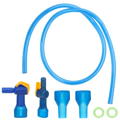 9pcs Bite Valve Replacement for Camelbak, Blue Bladder Replacement with Right Angled & Straight Hose Connectors and Tube O-Ring & Water Pipe for Backpack Hydration Bladder