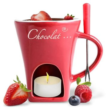 Baoblaze Tasse Fondue Chocolat Fondue Chocolat 130 ML, Appareil a Fondue Chocolat Bougie, Mug Fondue Chocolat Services à Fondue au Chocolat, Fondu Chocolat Tasse à Fondue au Chocolat, Rouge