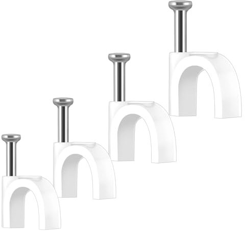 Kabelschelle Nagelschellen,400 stück Kabelhalter Mit Eingestecktem Nagel Halterungen Kabelbefestigung Für Starkstromkabel 4 Weiß Größen 5/6/8/10 mm Steckdosenleiste Wandmontage