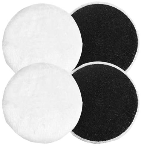 4 Stück Polieraufsatz Polierscheibe 125mm, Polieraufsatz Kompatibel mit Exzenterschleifer Lammwolle Polierscheiben mit Klettverschluss, Polierpads 125mm Geeignet für Auto, Autoscheinwerfer, Korkböden