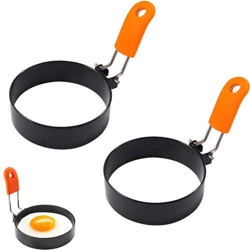 2 Pièces Moule Oeuf Au Plat,Moule Pancake,Moule À Œufs Au Plat, Moules À Œufs Au Plat Pour La Poêle, Moule À Œufs Au Plat Pour La Poêle, Moule À Œufs, Moule À Œufs Pochés Pour Crêpes (Orange)