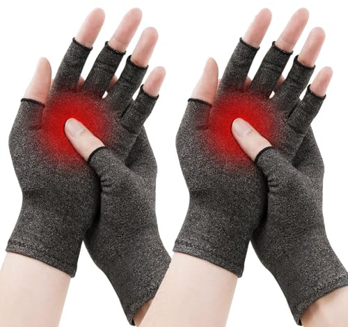 mtuihfo 2 Pairs Compression Gloves, Arthritis Gloves Women Fingerless Warmth for Pain Relief Rheumatoid Osteoarthritis and Carpal Tunnel Promote Healing
