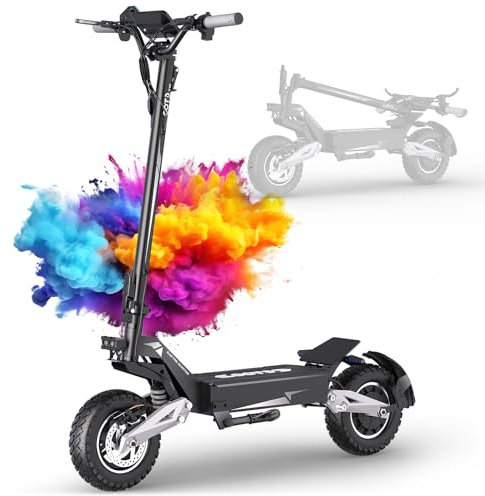 OOTD T10 Trottinette Electrique Adulte, 11 Trotinette Electrique Pliable Max Moteur 900W et Batterie 48V 13.5AH Autonomie 45km, 11 Pouces Tout Terrain Electric Scooter Double Suspension & Écran LCD