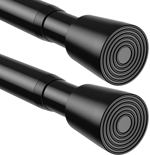 BSYXLSX 2Pcs Black Extendable Curtain Poles,70-120cm(27-47in)(Φ22MM) Tension Rods for Curtains for Windows, Wardrobes, Cabinets & Clothes Hanging