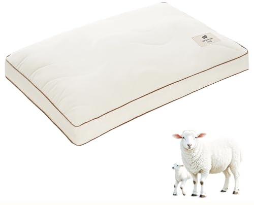 YOUR MOON Organic Soft Wool Pillow King Size, Support Soft Bed Pillows for Sleeping, Premium Australian Wool Filling with 100% Cotton Cover, Down Alternative Pillows (Off White)