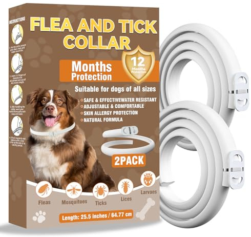 Inpumo Collare Antiparassitario Per Cani, Collare Antipulci e Zecche, Adatto a Cani di Tutte Le Taglie, Formula Naturale Sicura e Materiale Impermeabile, Durata 12 Mesi (2 pack)