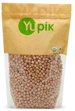 Yupik Organic Raw Chickpeas, Garbanzo Beans, 2.2 lb (35.2 oz), Non-GMO, Vegan, Gluten-Free, Kosher, USDA Certified, High-Protein Legumes for Hummus, Soups, Salads & Toppings, Chick Peas