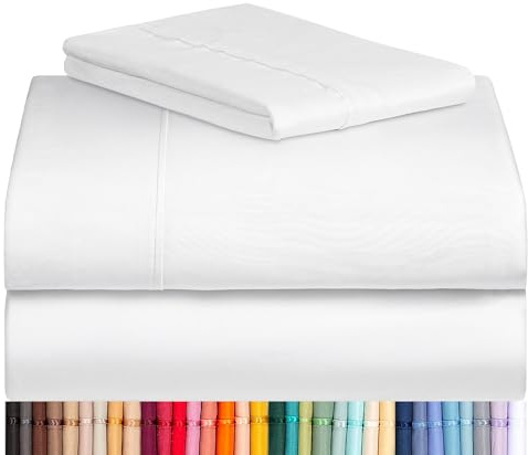 LuxClub 3 PC Twin Sheet Set, Deep Pockets Wrinkle Free Cooling Bed Sheets Hotel Bedding for Women, Men, Kids & Teens, Includes 1 Fitted Sheet, 1 Flat Sheet and 1 Pillowcase-Silky Soft White