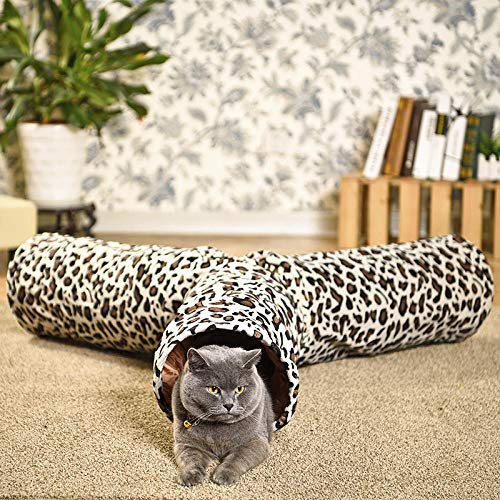 Tubes Et Tunnels Pour Petits Animaux Tunnel De Jeu Pour Animaux De Compagnie Tunnel Pour Chats De Chat Imprimé Léopard Crinkly 3 Façons Amusantes Tunnel Ball Ball Kitten Play Toy Pliable Lapin