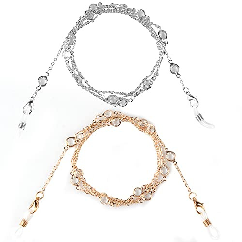 Zeayebsr 2 Pcs Chaîne Lunettes Femmes, Chaînes de Lunettes cordon lunettes femme Élégant Retenue de Lunettes Perles Support de Sangle de Lunettes pour Lunettes Lunettes de soleil Lunettes de lecture