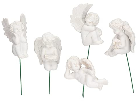 Cyrank Mini Cupidon Statue 5pcs, Figurine Ange, Statue d'ange, Statuette d'ange en résine, Mini Résine Ange Sculpture Mignon Miniature Ange Jardin Enjeux Affichage Ornement Bureau Figurines Décor