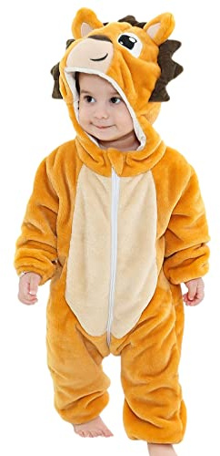 Jamron Unisex Baby Djur Sparkdräkt med Huva Spädbarn Vinter Flanell Onesies Jumpsuit 0-36 Månader