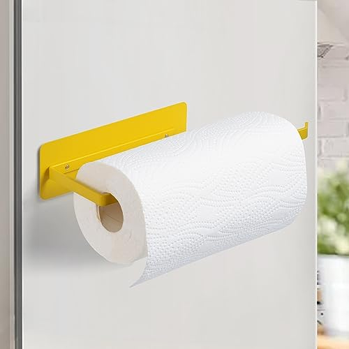 Magnetischer Papierhandtuchhalter für Kühlschrank, Grills, Grillplatten, Wohnmobil, Heckklappen, Eisen, Stecktafel, Werkzeugkasten, Waschmaschine, passend für große Papierrollen, Gelb