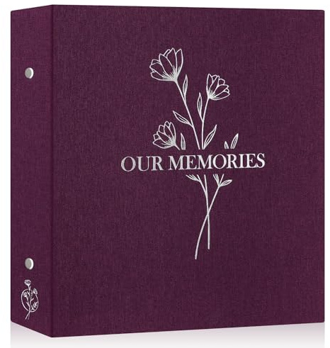 Lanpn Album Photo 10x15 1000 Pochette, OUR MEMORIES Grand Geant Format Lin Tissu Album pour Horizontal Vertical Photos Violette