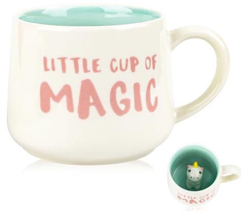 Einhorn Tasse, Einhorn Geschenke für Frauen Mädchen Freundin Lustige 3D Tier Tasse 350ml Witzige Spruch Tasse, Süße Keramik Kaffee Becher Geburtstagsgeschenk für Hochzeiten, Einhorn-Liebhaber (Blau)