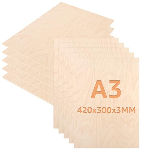CYEER 10 fogli di compensato A3, 2 mm, 420 x 300 mm, compensato di betulla, pannelli di legno per fai da te, pannelli di legno, pannelli di legno, pannelli di legno per fai da te e artigianato