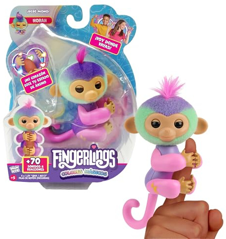Bizak Fingerlings Colores Mágicos Norah, Mascota interactiva Multicolor con +70 Sonidos y Movimiento, reacciona al Tacto, se sujeta a tu Dedo, Juguete para niños Desde 3 años, (61853181-2)