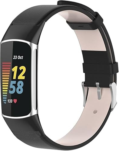 Bracelet en cuir compatible avec Fitbit Charge 6, bracelet de rechange réglable en cuir de qualité supérieure pour traqueur d'activité Fitbit Charge 5/Charge 6, taille unique, Cuir, 0