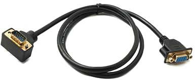 SYSTEM-S D Sub15-kabel 100 cm HD VGA 15-stiftskontakt till uttag DB15 vinkel down vinklad adapter