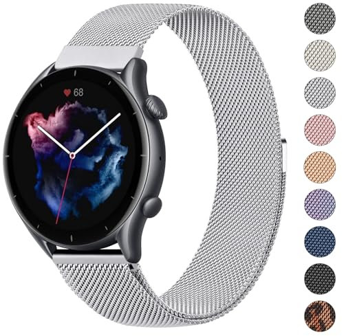 Oumida Armband für Amazfit GTR 3 46mm Armband/GTR 3 Pro/GTR 4 / GTR 2 Armbänder für Herren Damen, Integriertes Metall Uhrenarmband, Edelstahl Magnet Ersatzarmband für Amazfit Balance 46mm