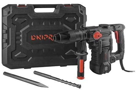 Dnipro-M Taladro Percutor con Cable BH-30 SDS max - Martillo Demoledor Profesional - Perforador 1400W, 9J - Taladro Electrico con Cable de 4m - Incluye Juego de Brocas y Piquetas, Estuche Rígido
