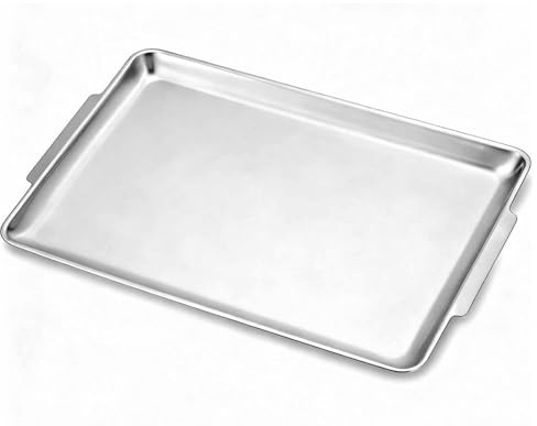 serveringsbricka, bricka av rostfritt stål, 40 x 28 cm,set om 1, silver，diskmaskinssäker, rostfritt stål