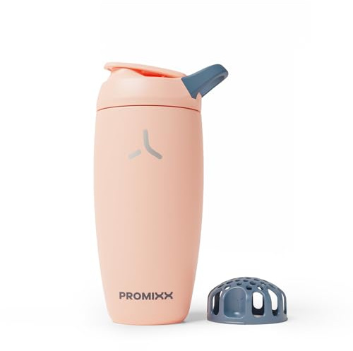 Promixx Pursuit Shaker Isolato – 550ml Acciaio Inossidabile Doppia Parete Miscelatore Proteine con Snap-Fit per Frullati Ghiacciati – Ermetico per Fitness – Corallo