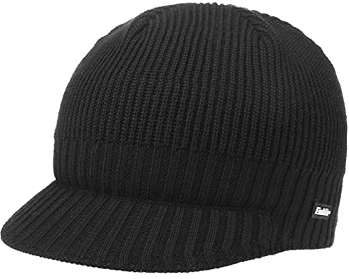 Eisbär Paulo Strick Cap Skimütze Strickmütze Beanie mit Schirm Wintermütze (One Size - schwarz)
