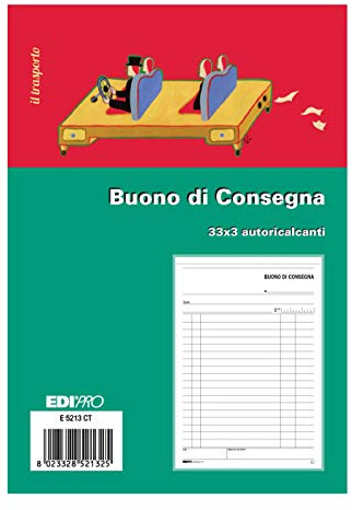 Edipro E5213CT - Bloc de cupones de entrega, 33 x 3, autocalcante, F.To 22 x 14.8