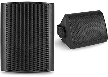 Power Dynamics BGO40 4-Inch Waterproof Wall Speakers Pair, Black – IP56 Outdoor Passive Speakers with Brackets, 30W RMS, 8 Ohm for Garden, Patio, Terrace, Pool, Marine Use