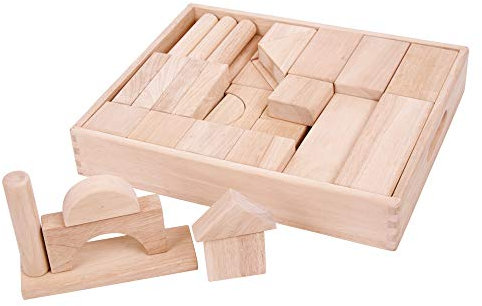 Bigjigs Toys Jumbo Wooden Building Blocks with Storage Box | Bricks for Stacking & Construction Play | Ideal Kids Birthday Presents for Children Age 2+ | Montessori Educational Tool for Early Learning