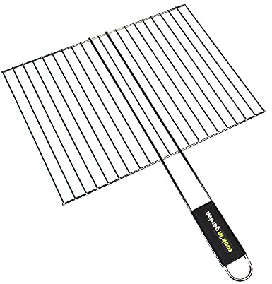 Cook’in Garden - Griglia cromata, dimensioni 40 × 30 cm, resistente alle fiamme e alle alte temperature, manico Soft Touch facile da impugnare, griglia barbecue esterno compatibile multi-marche