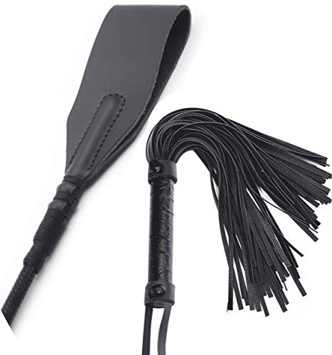 Riding Whip Adult Crop Flogger Set 18 Equestrian Kit Cosplay Role Play Faux Leather