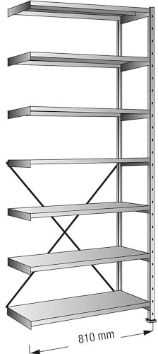 kaiserkraft | Steckregal | verzinkt | 7 Böden | Höhe 3000 mm | Bodenbreite 800 mm | Tiefe 600 mm | Anbauregal